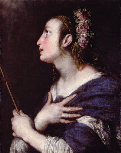 Saint with a Crown of Roses by Bernardo Strozzi